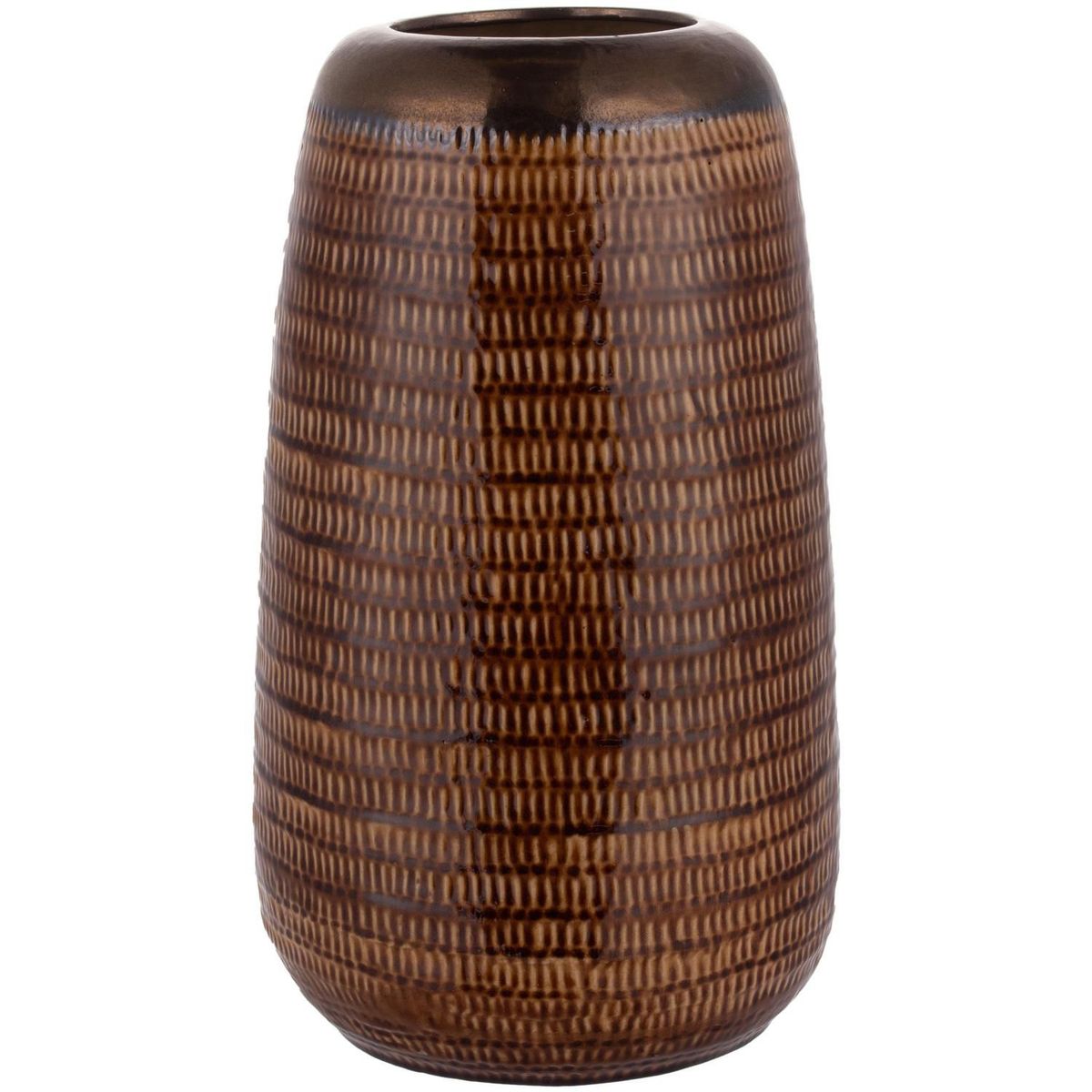 JUST HOME COLLECTION - Florero Kura Cerámica Tabaco Dorado 24.5x42cm