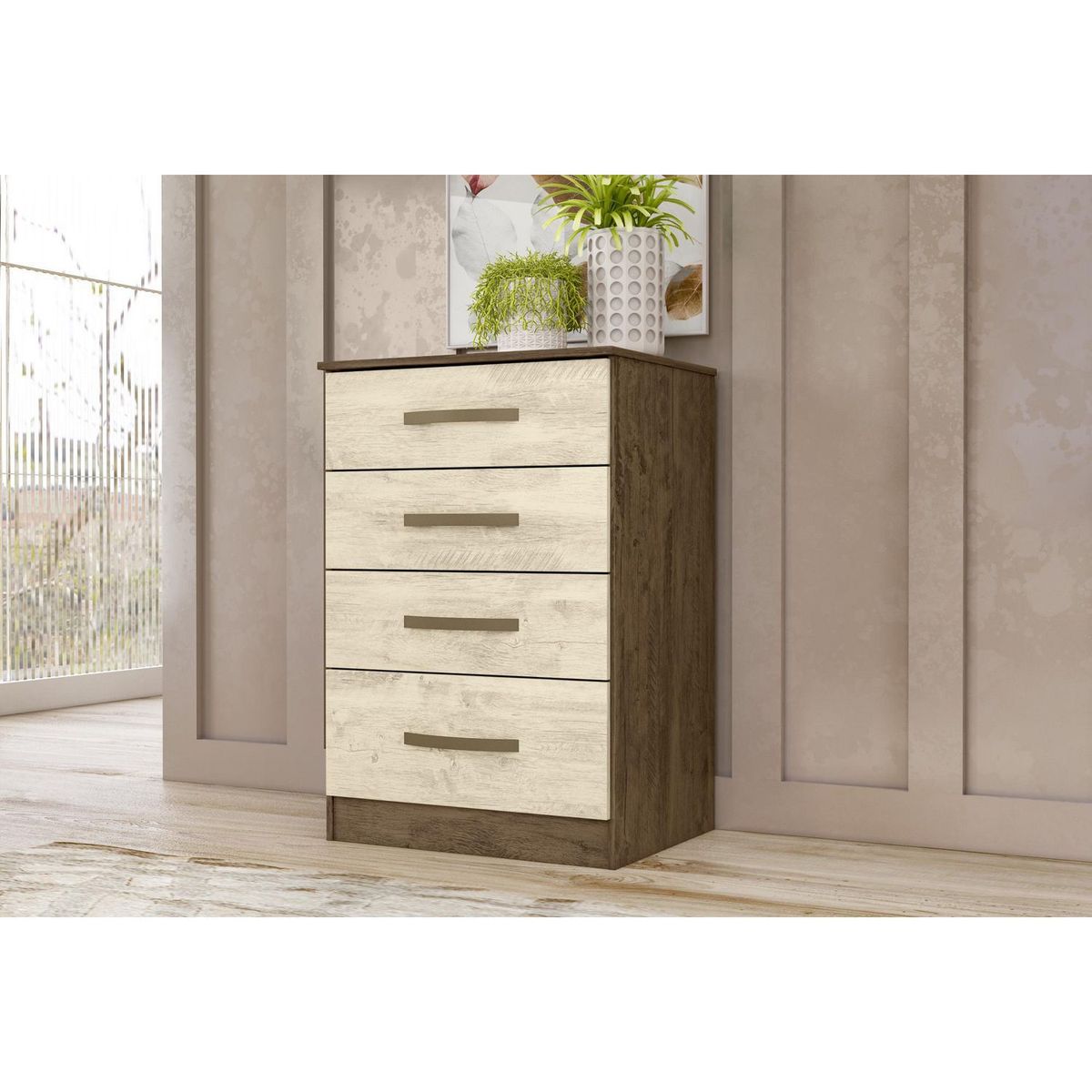 CASA BONITA - Cómoda 4 Cajones Mali Castaño/Avellana