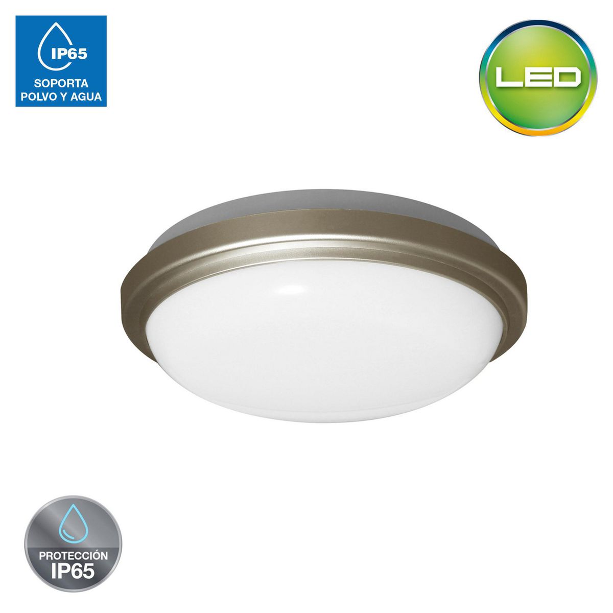 LIGHTECH - Plafon Led Aro 20W 22cm IP65 Champagne Luz Blanca