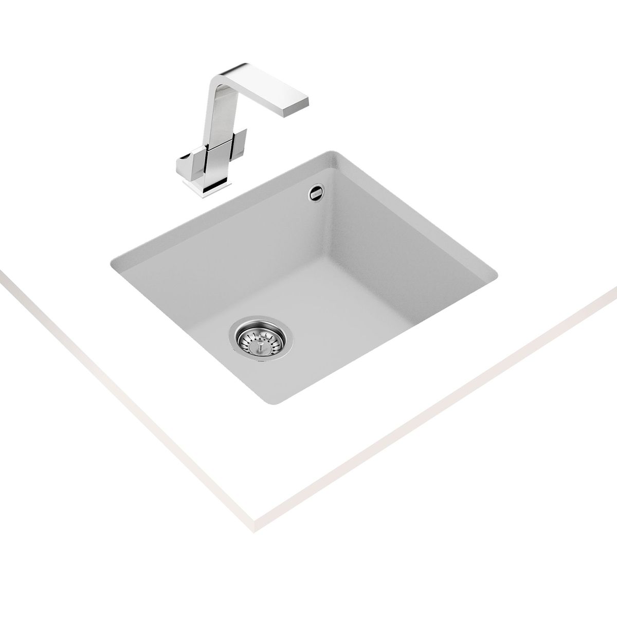 TEKA - Lavadero de Cocina Cuarzo 1 Poza Square Blanco 50x40cm