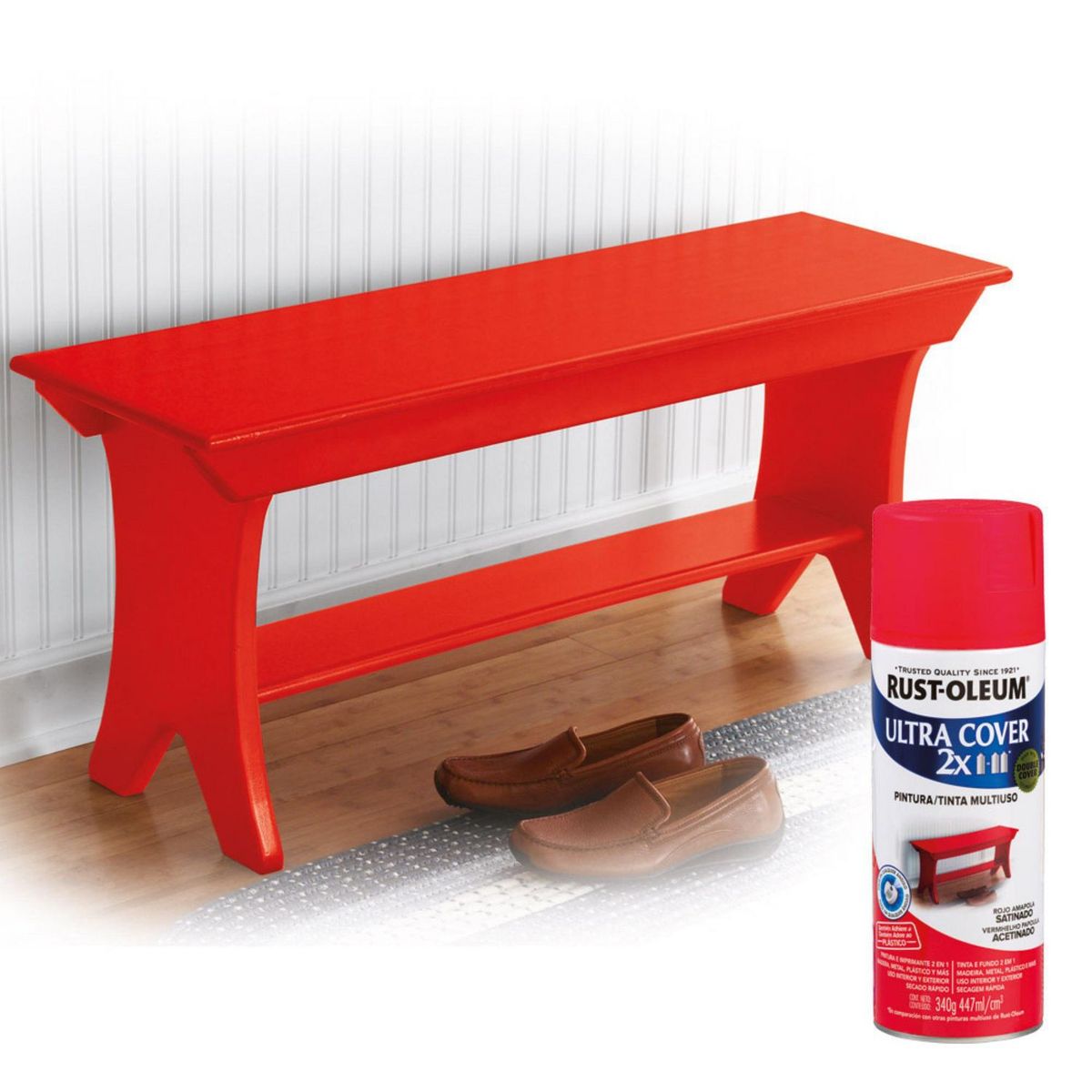 RUST OLEUM - Aerosol Multiusos Ultra Cover 2X Rojo Amapola Satinado 340G