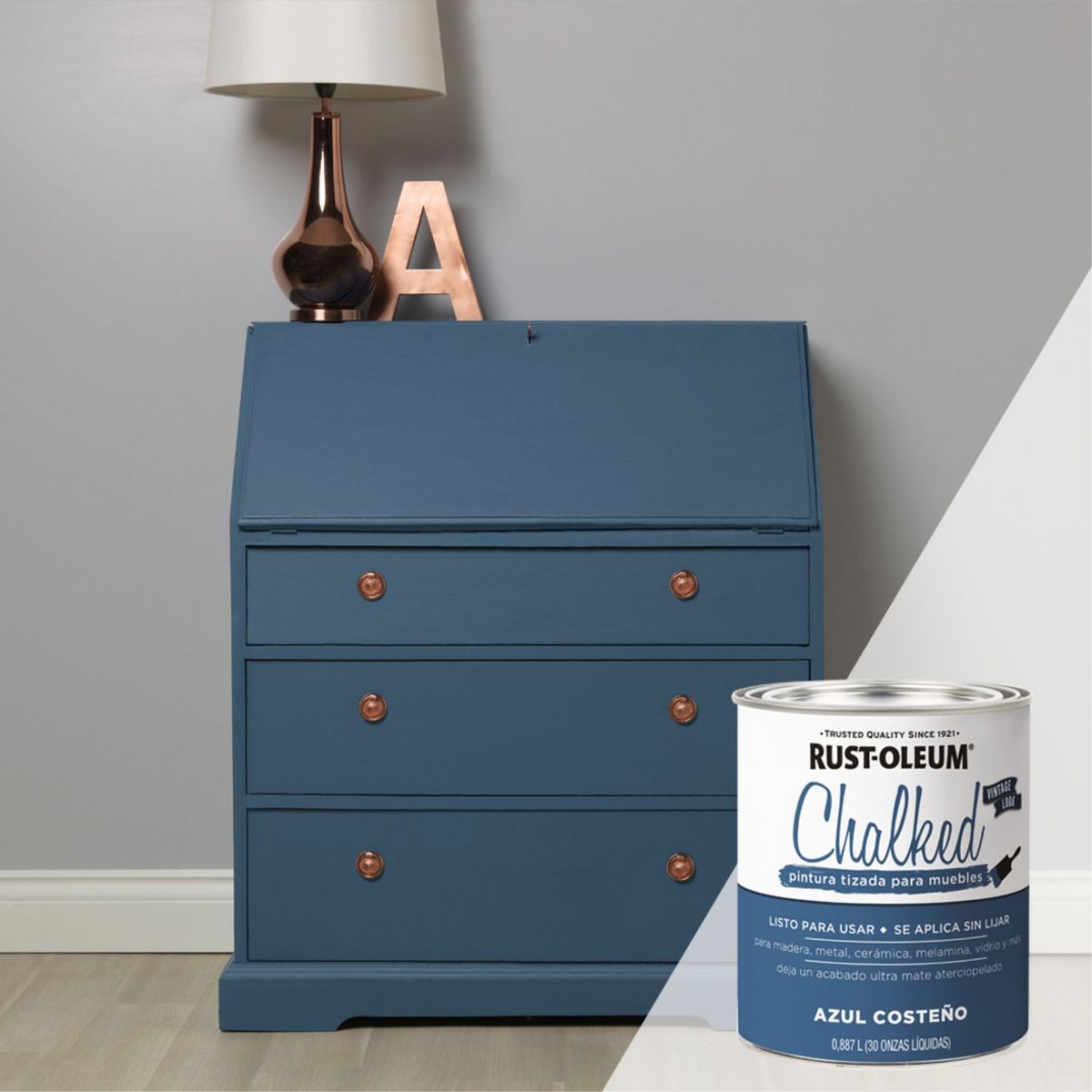 CHALKED - Pintura Tizada ultra mate, Chalked Brochable Azul Costeño 0,887L