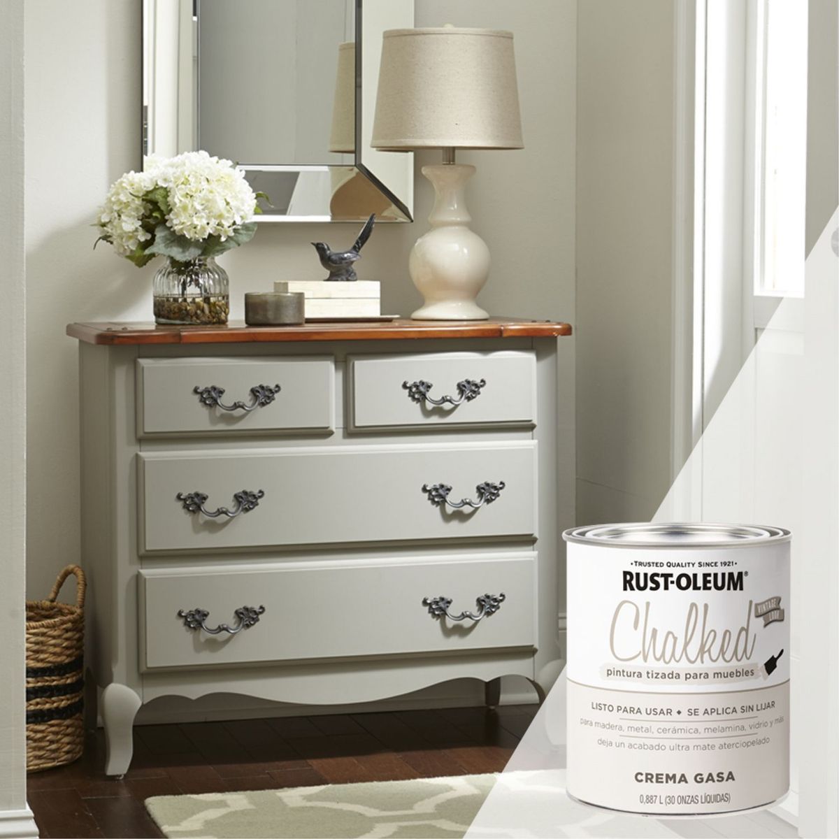 CHALKED - Pintura Tizada ultra mate, Chalked Brochable Crema Gasa 0,887L