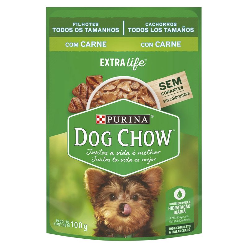 DOG CHOW - Dog Chow Cachorros Alimento para Perros Trozos 100gr Carne