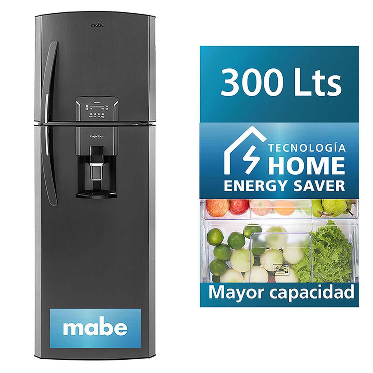 MABE - Refrigeradora Mabe 300 Lt Top Freezer RMA300FZPC Gris