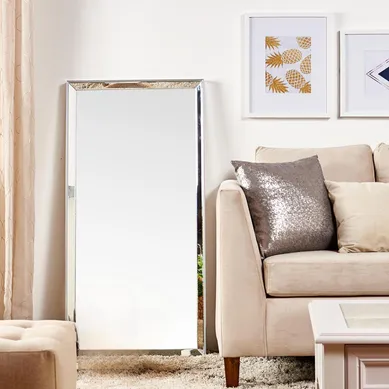 Espejo Decorativo Rectangular Doble Bisel Plateado 120x60cm