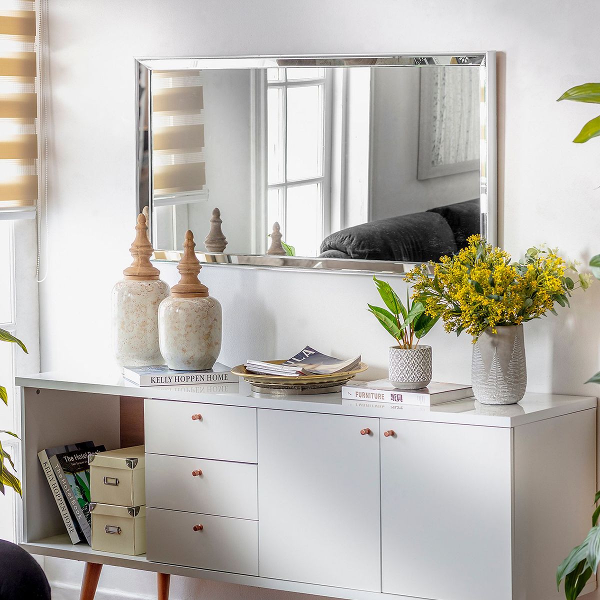 JUST HOME COLLECTION - Espejo Decorativo Rectangular Doble Bisel Plateado 120x60cm
