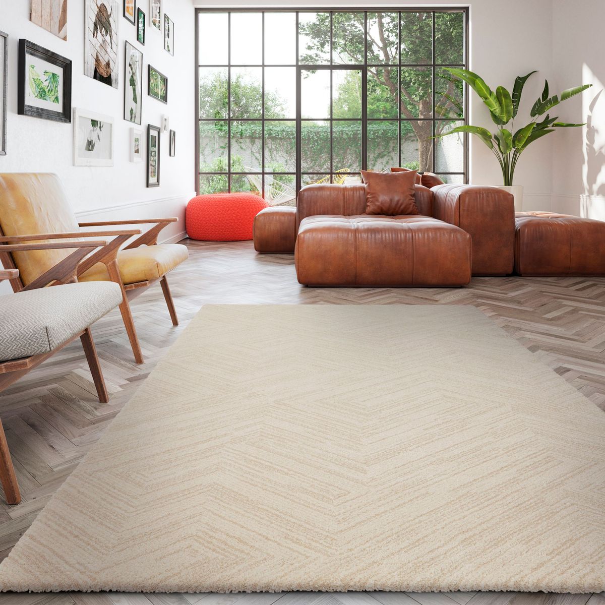 Alfombra Rectangular Beige Decorativa 120x170cm, marca JUST HOME COLLECTION - Foto 2