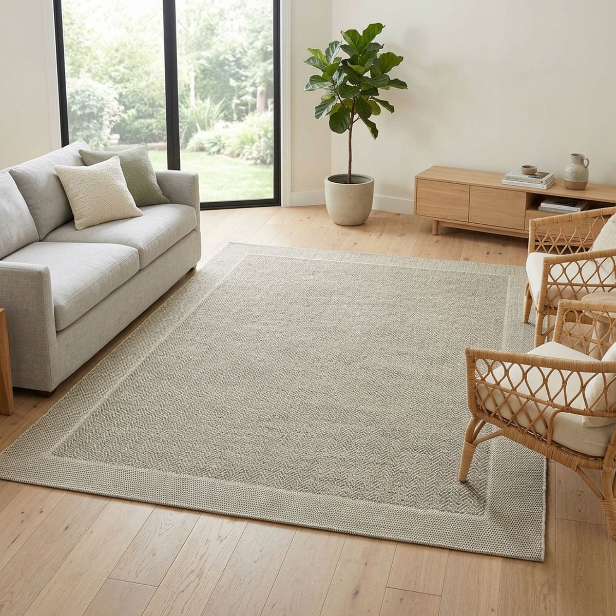 JUST HOME COLLECTION - Alfombra Rectangular Beige Indy Border 160x230cm