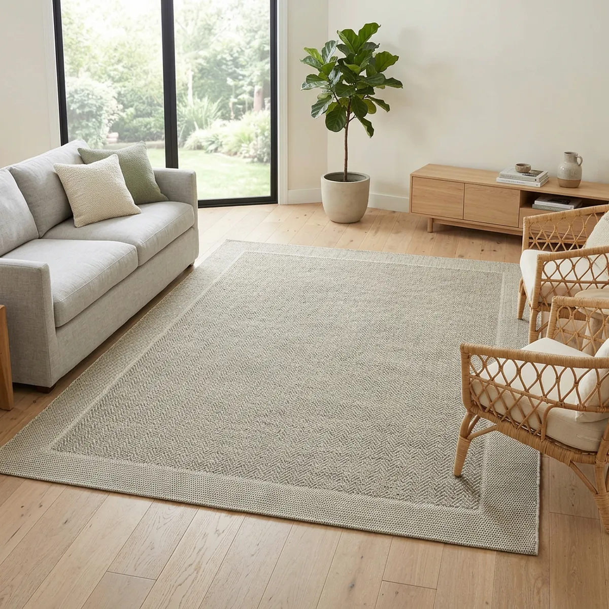 JUST HOME COLLECTION - Alfombra Rectangular Beige Indy Border 160x230cm