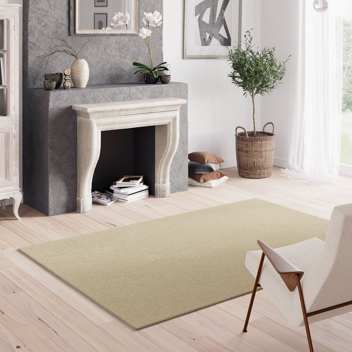 JUST HOME COLLECTION - Alfombra Rectangular Touch Shaggy 60x115cm Beige