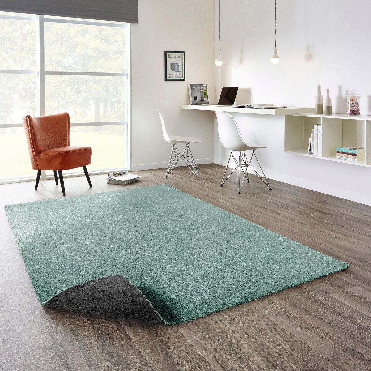 JUST HOME COLLECTION - Bajada de Cama Rectangular Feel Shaggy 50x80cm Celeste