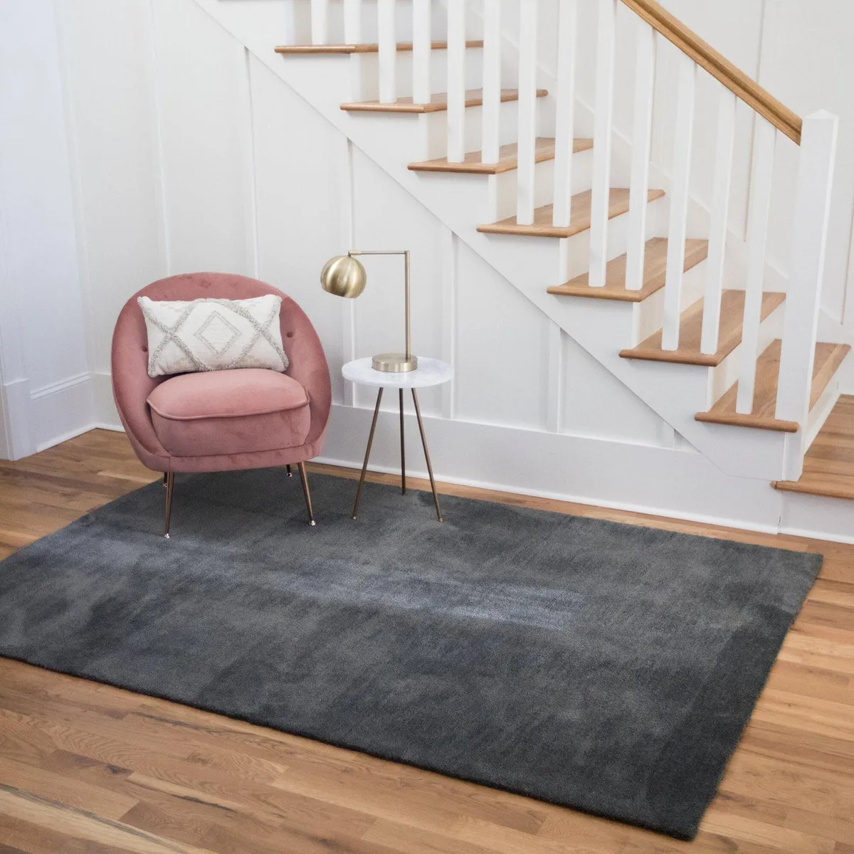 JUST HOME COLLECTION - Bajada de Cama Rectangular Feel Shaggy 50x80cm Plomo