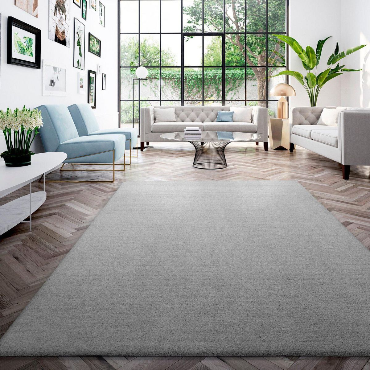 JUST HOME COLLECTION - Bajada de Cama Rectangular Feel Shaggy 50x80cm Gris