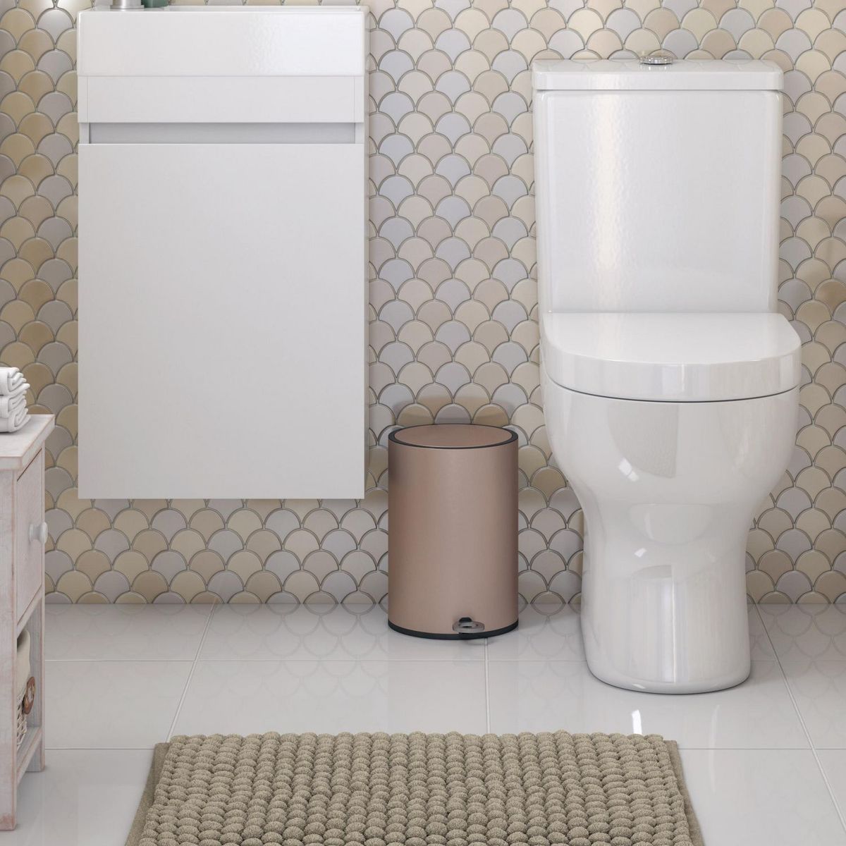 JUST HOME COLLECTION - Piso de Baño Cubes 40x60cm Beige