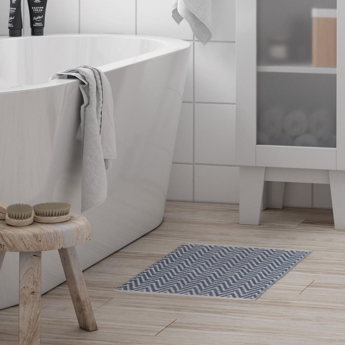 JUST HOME COLLECTION - Piso de Baño Rectangular Ziggy 40x60cm Azul