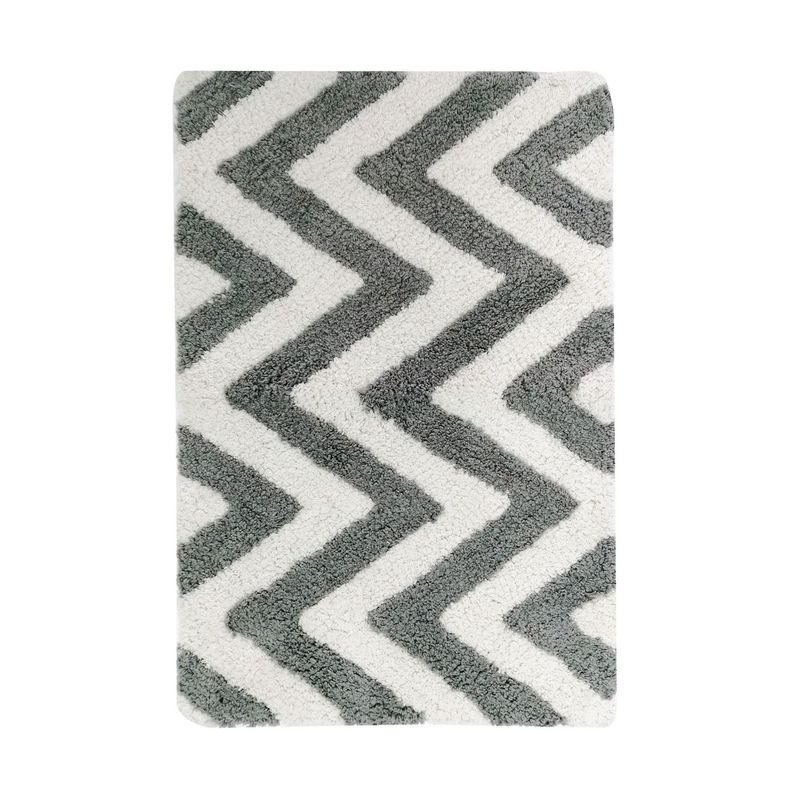 JUST HOME COLLECTION - Piso de Baño Rectangular Algodón Deco 40x60cm Gris