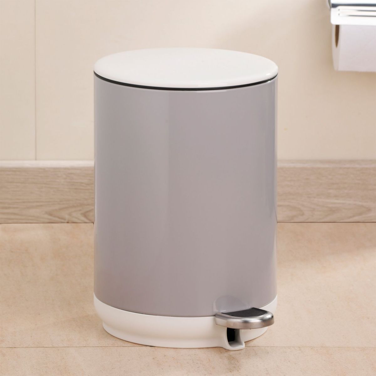 JUST HOME COLLECTION - Papelera de Metal con Pedal Gris 5L