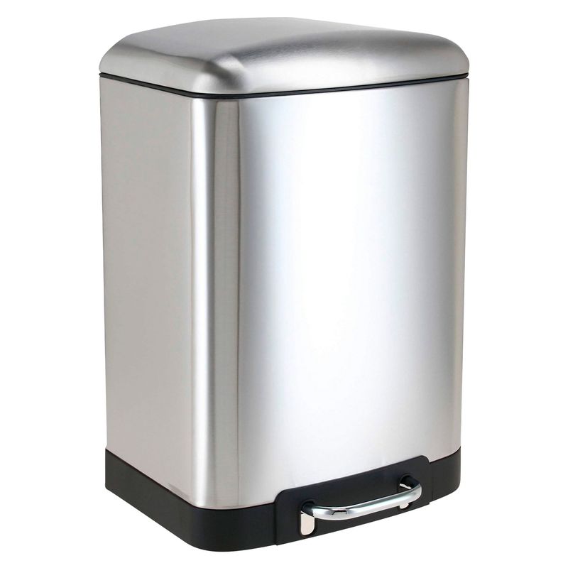 JUST HOME COLLECTION - Papelera Rectangular de Acero Inoxidable con Pedal 12 litros