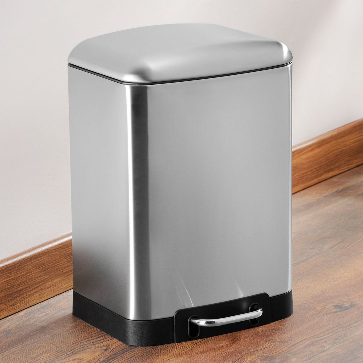 JUST HOME COLLECTION - Papelera Rectangular de Acero Inoxidable con Pedal 12L