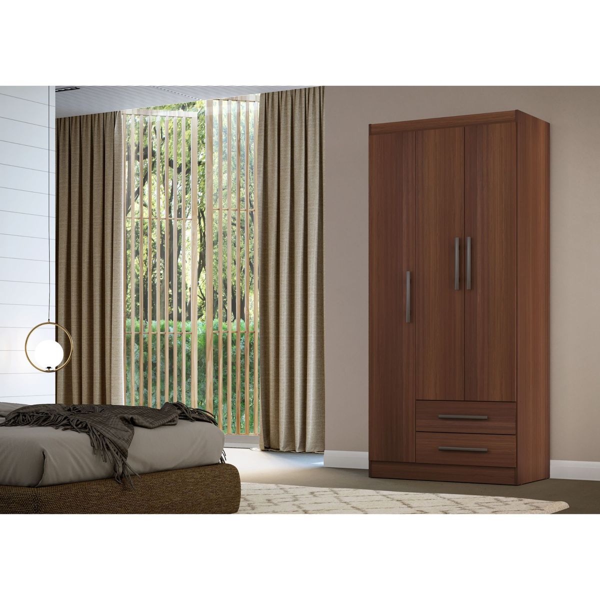 CASA BONITA - Ropero 3 Puertas 2 Cajones 83x47x183cm