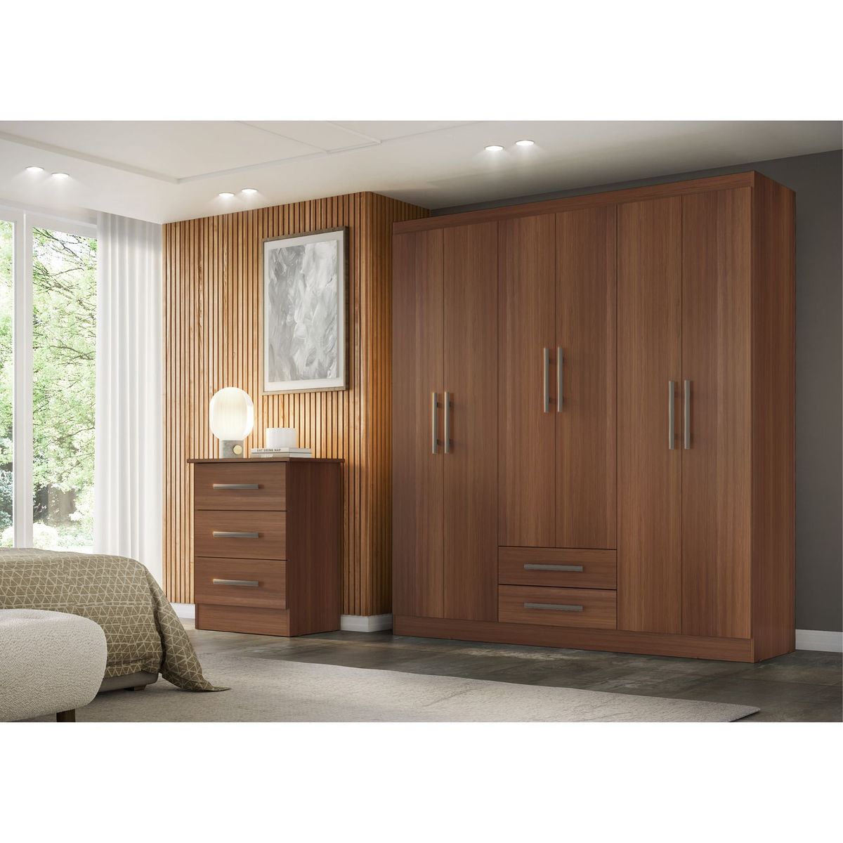 CASA BONITA - Ropero 6 Puertas 2 Cajones 162x47x183cm