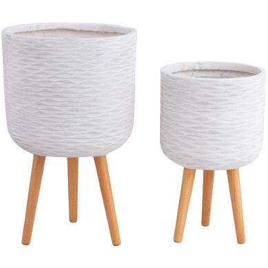 Set 2 Maceteros con Patas Blanco 29x29x22