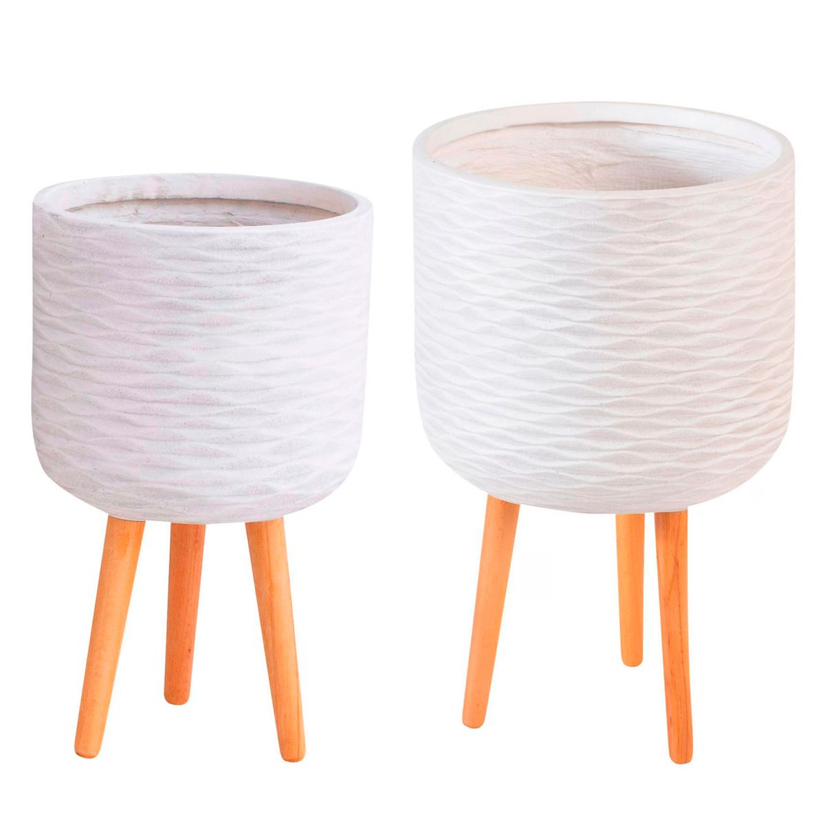 JUST HOME COLLECTION - Macetero con Patas Blanco 37x61x + Macetero con Patas Blanco 30x51x