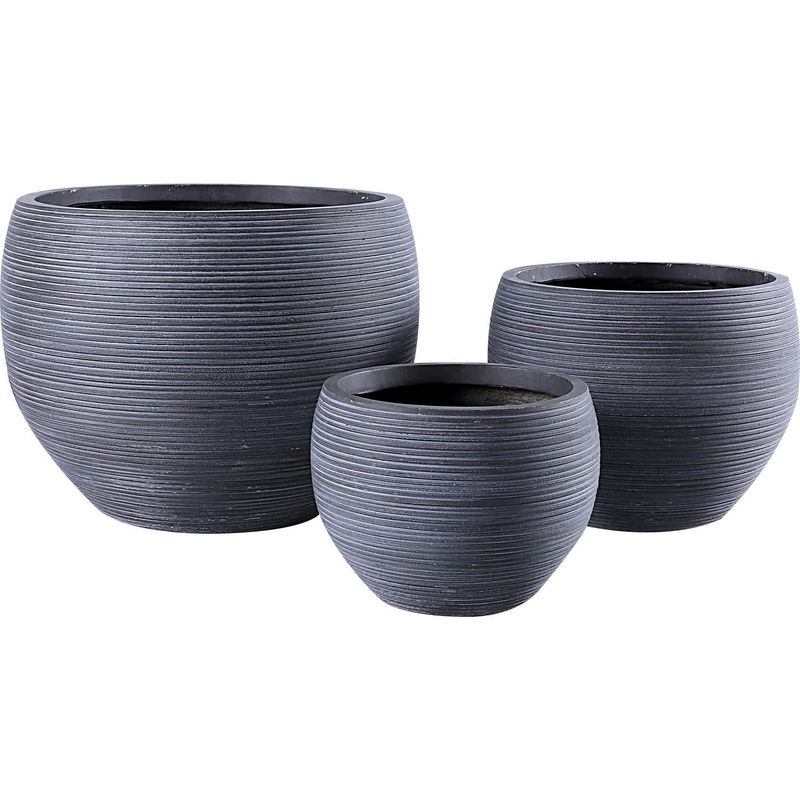 JUST HOME COLLECTION - Set 3 Maceteros Stripe Gris 50x38x