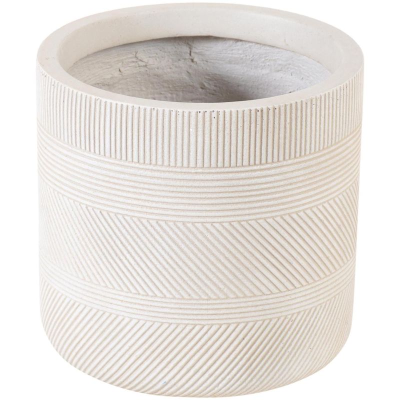 JUST HOME COLLECTION - Macetero Fibra Line Sand Color Café 39x39x