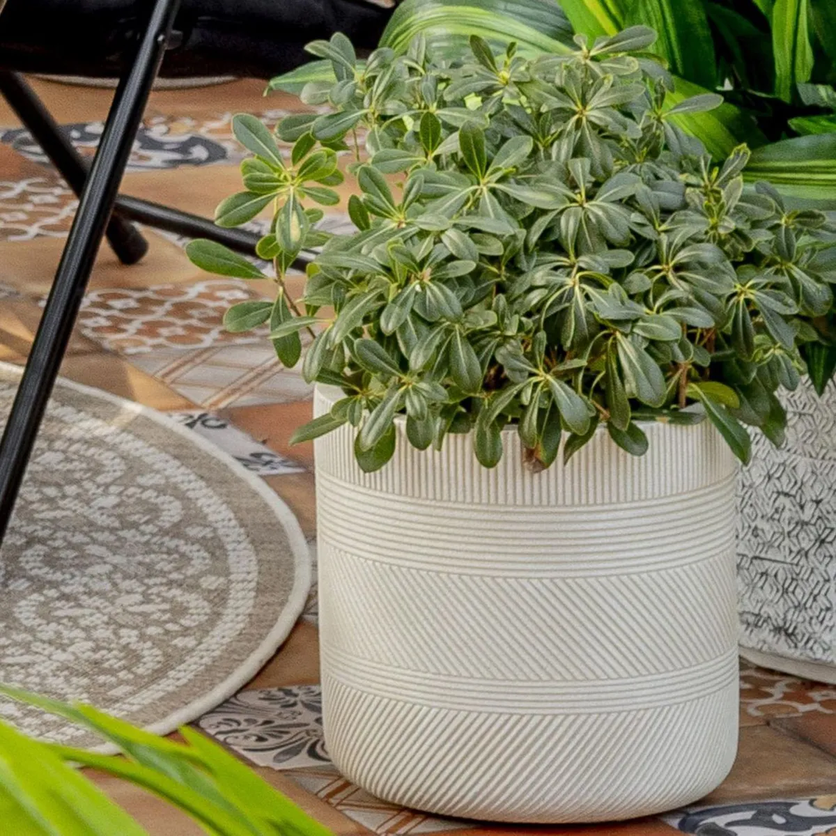 JUST HOME COLLECTION - Macetero Line Sand Color Café 30x30x