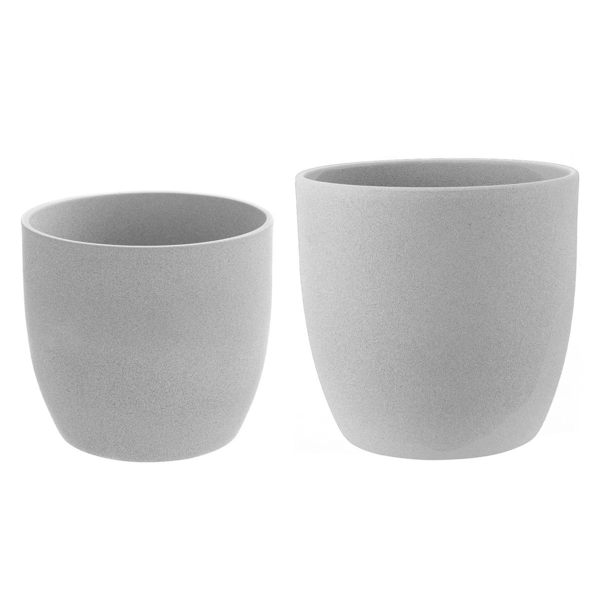 SK - Maceta Basel Stone Gris 19x18x + Maceta Basel Stone Gris 14x13x