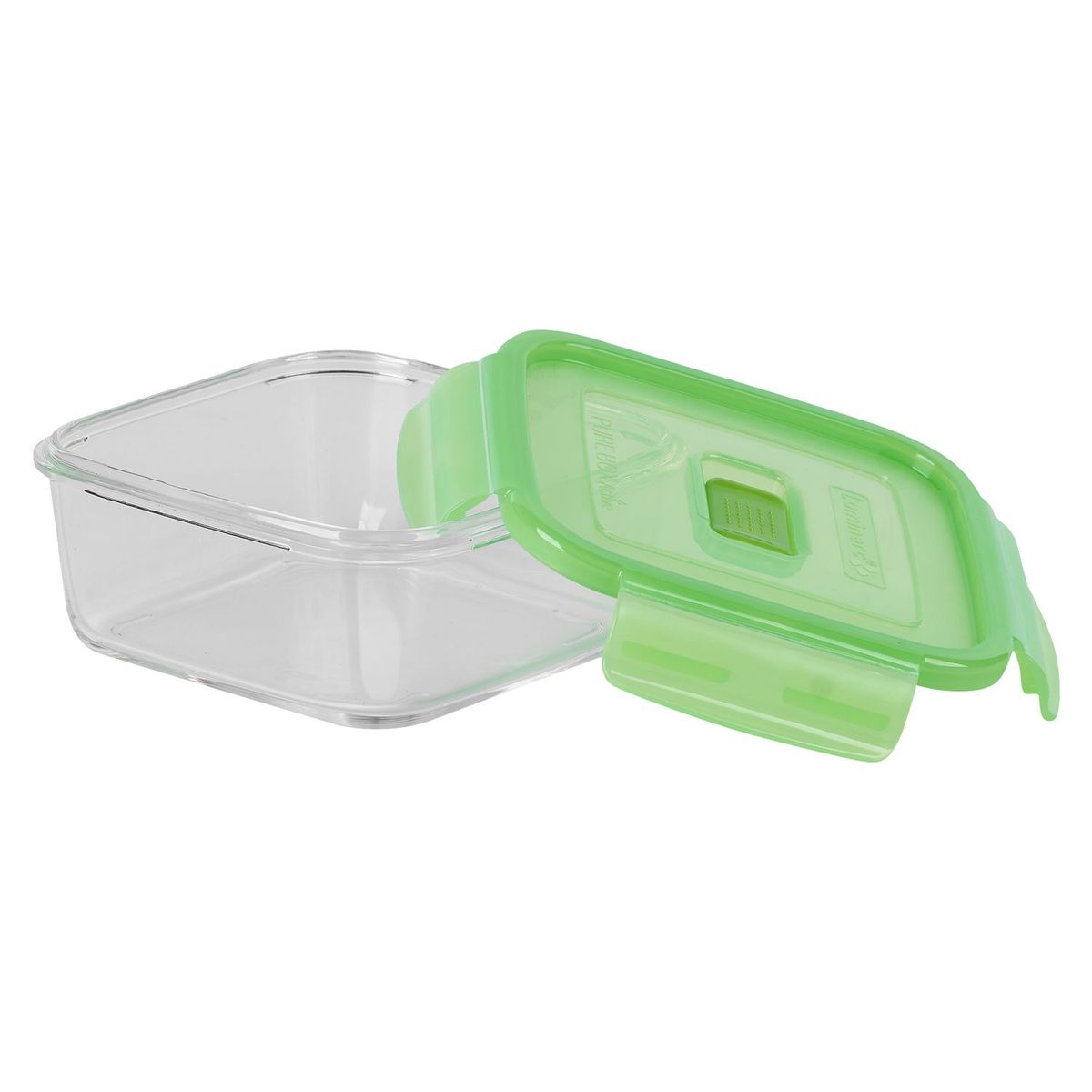 LUMINARC - Táper Hermético Cuadrado 0.76L con Tapa Verde
