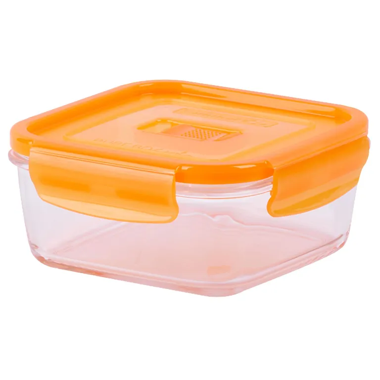 Táper Hermético Cuadrado 0.76L con Tapa Naranja | Sodimac Perú