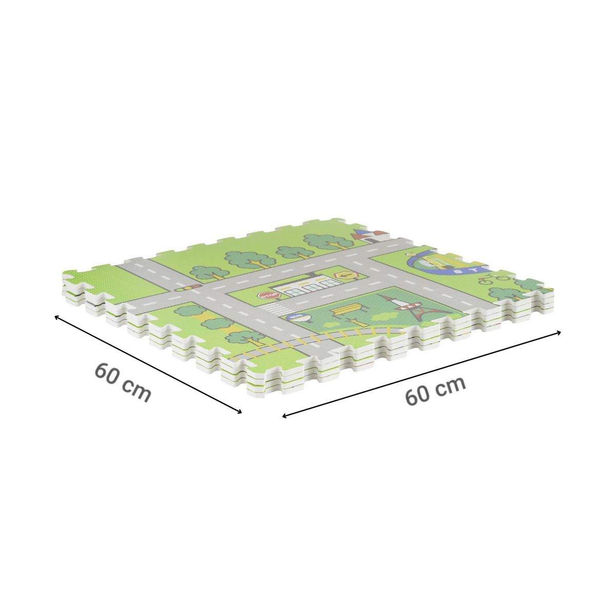 JUST HOME COLLECTION - Piso De Goma Cuadrado Diseño Pista 60x60cm 4Pzs