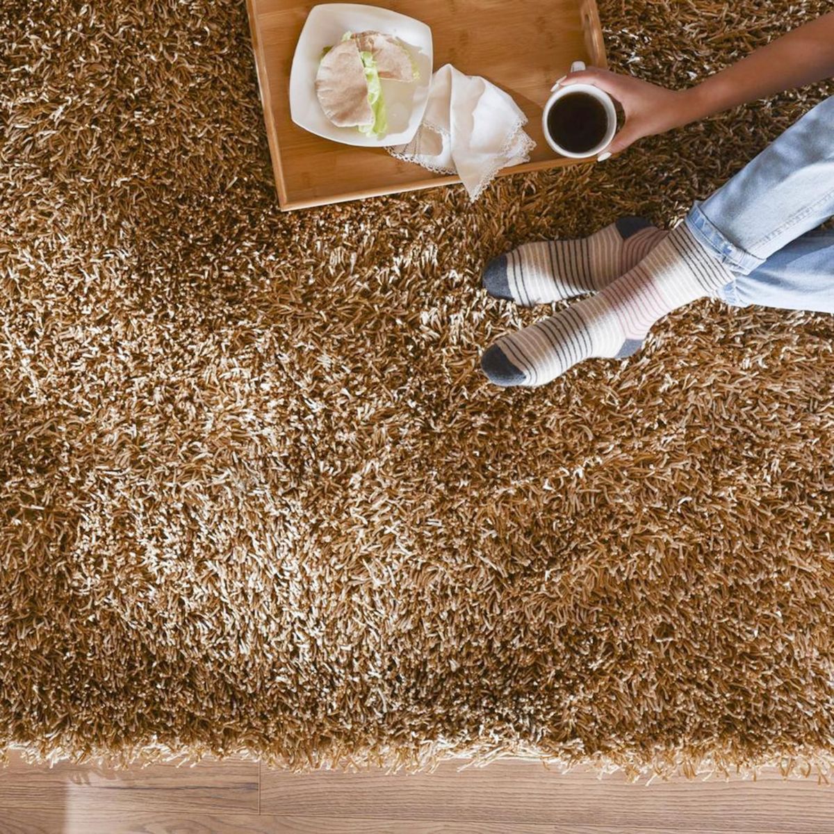 JUST HOME COLLECTION - Alfombra Rectangular Beige Shaggy Dark