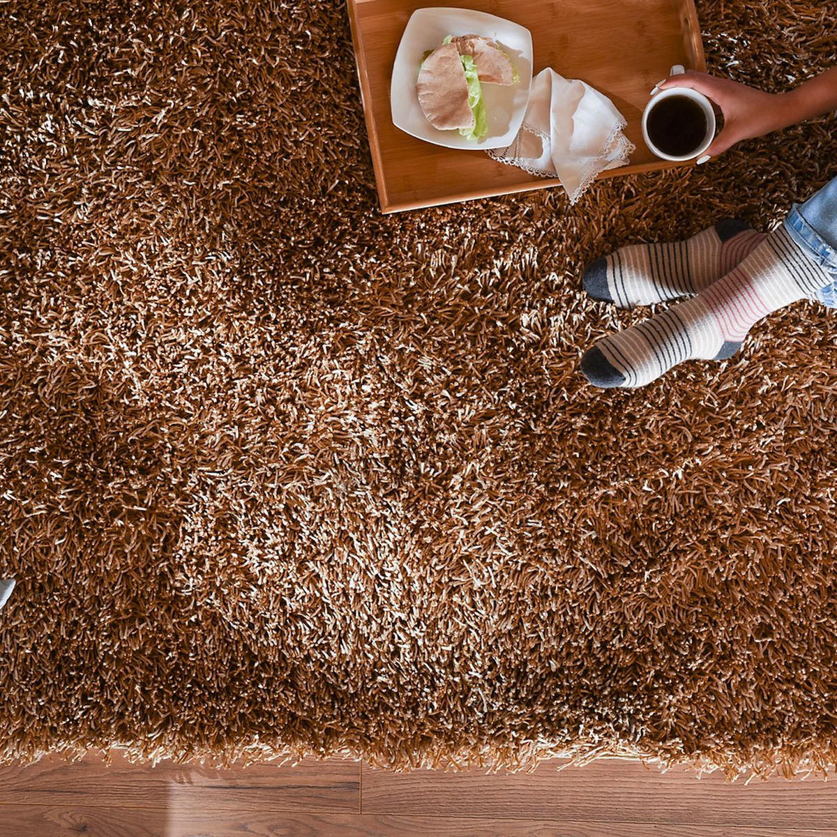 JUST HOME COLLECTION - Alfombra Rectangular Beige Shaggy Dark