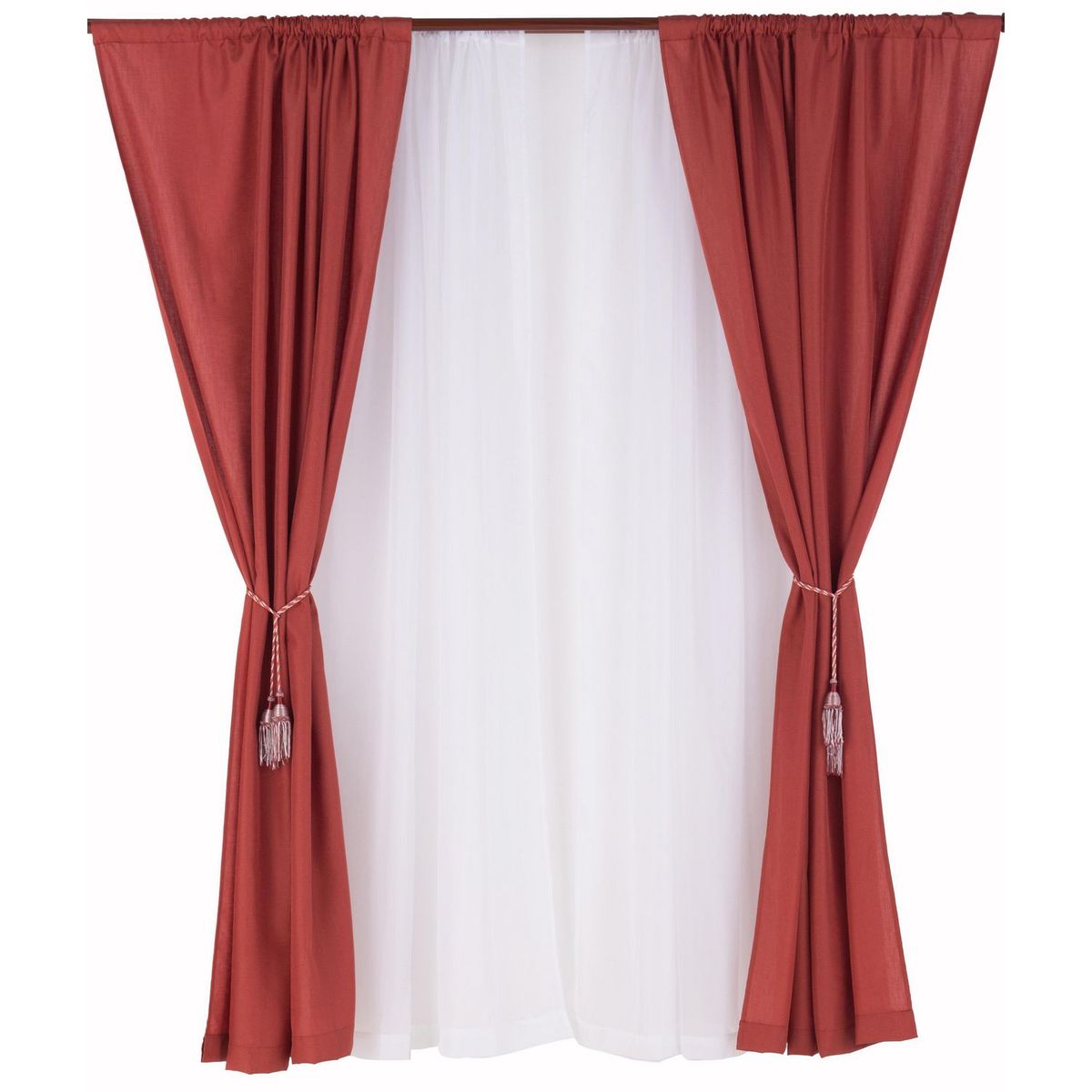 CASA BONITA - Cortina de Tela y Velo 145x220cm Terracota