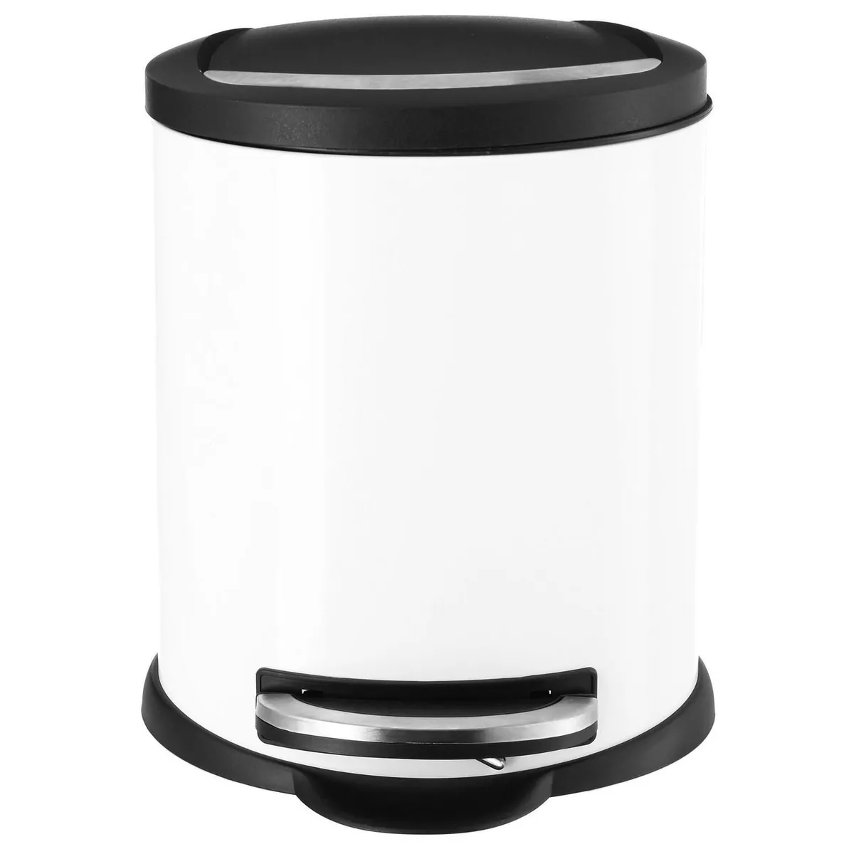 JUST HOME COLLECTION - Papelera de Metal con Pedal Lunar 12 Litros Blanca