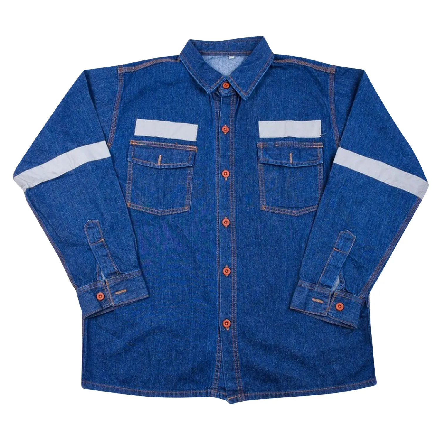Jean Camisa De Soldador Camisa De Trabajo DENIM Lavada 9ONZ