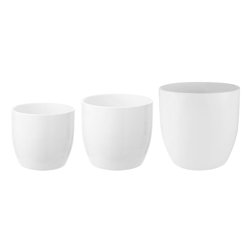 SK - Macetero Basel Blanco 19cm + Maceta Basel Blanco 14cm + Macetero Basel Blanco 240cm