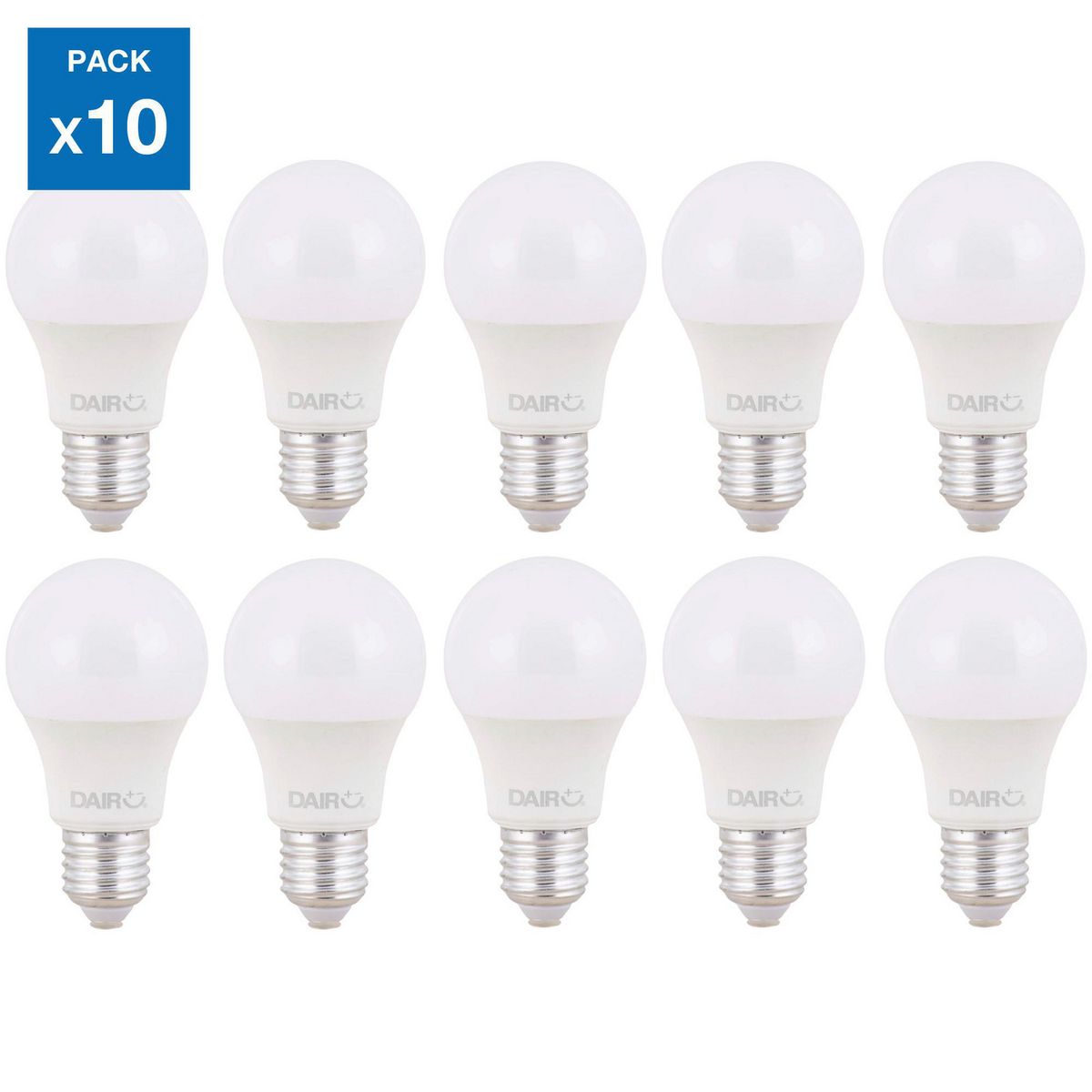 DAIRU - Pack x10 Focos LED E27 8.5W Luz Cálida