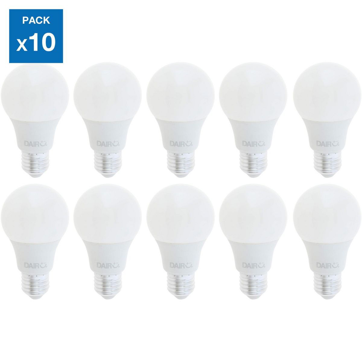 DAIRU - Pack x10 Focos LED E27 8.5W Luz Fría