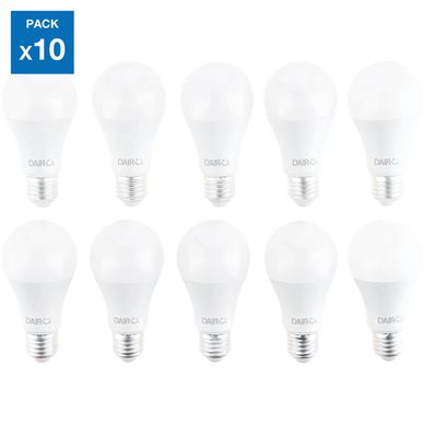 Pack x10 Foco LED Bulbo A60 10.5W E27 Luz Blanca 