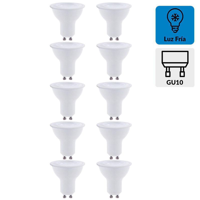 DAIRU - Pack x10 Foco Dicroico LED GU10 6W Luz Fría