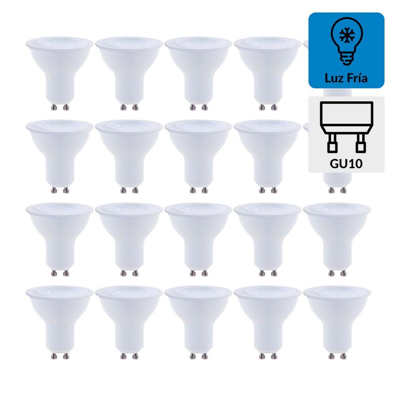 DAIRU - Pack x20 Foco Dicroico LED GU10 6W Luz Fría