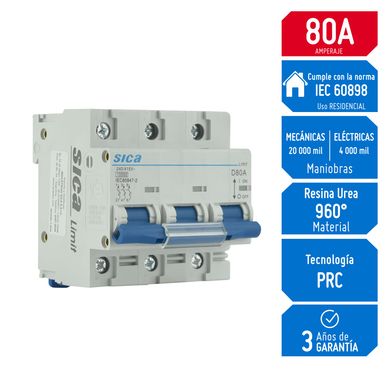 Interruptor Termomagntico 3x80A Sica