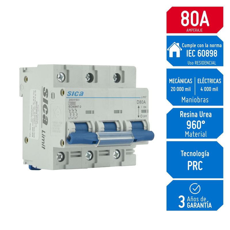 SICA - Interruptor Termomagnético 3x80A Sica