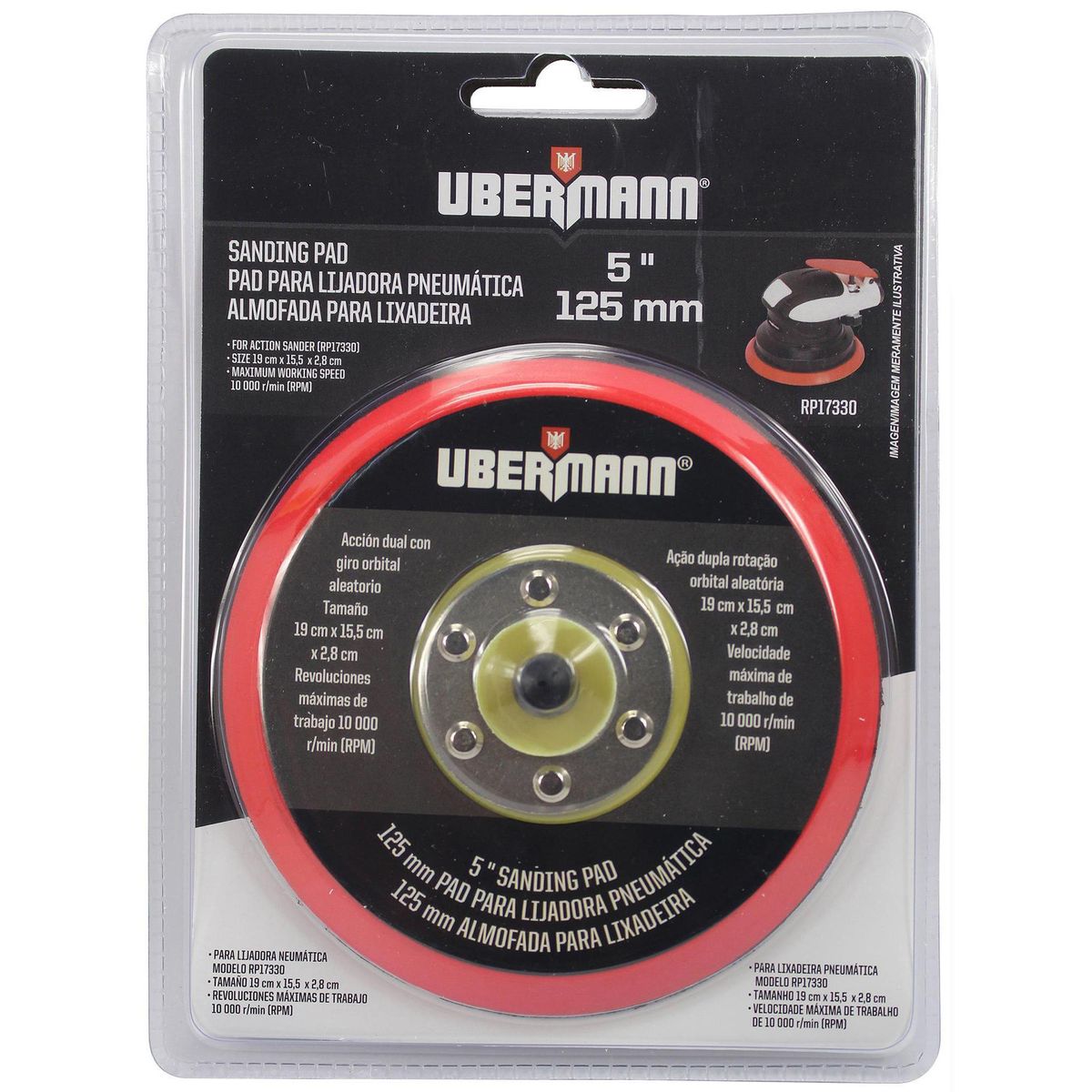 UBERMANN - Soporte Pad 5" Lijadora Para Neumático Ubermann