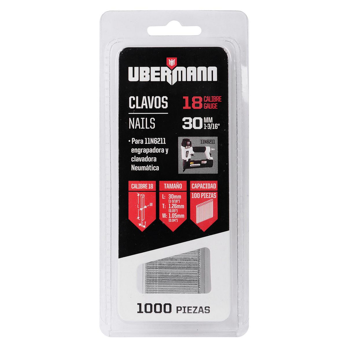 UBERMANN - Clavos Acero 30mm Cal18 1000 Pzs Ubermann